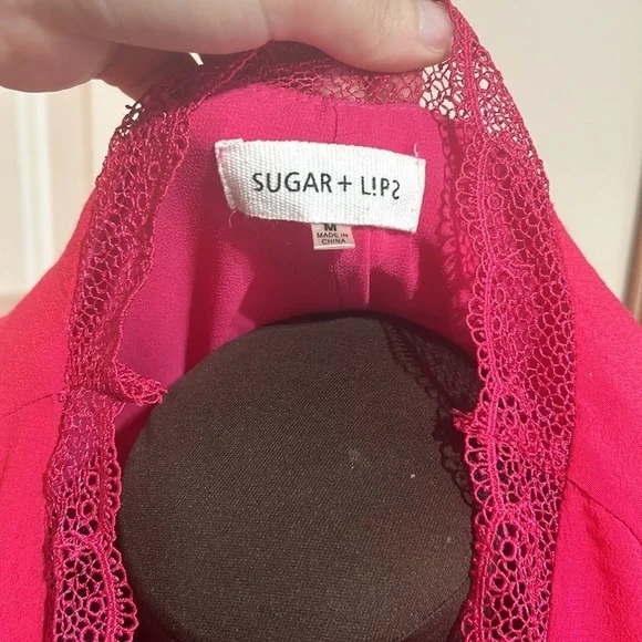 Sugar + L!ps Magenta Pink Swim Cover Up Tunic w/ Statement Sleeves Size Medium - Picture 5 of 5